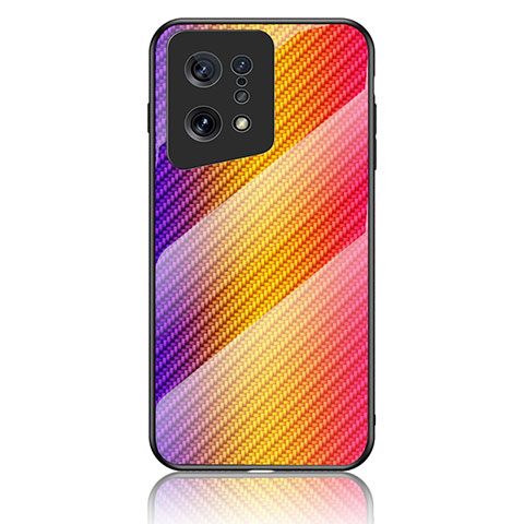 Carcasa Bumper Funda Silicona Espejo Gradiente Arco iris LS2 para Oppo Find X5 5G Naranja