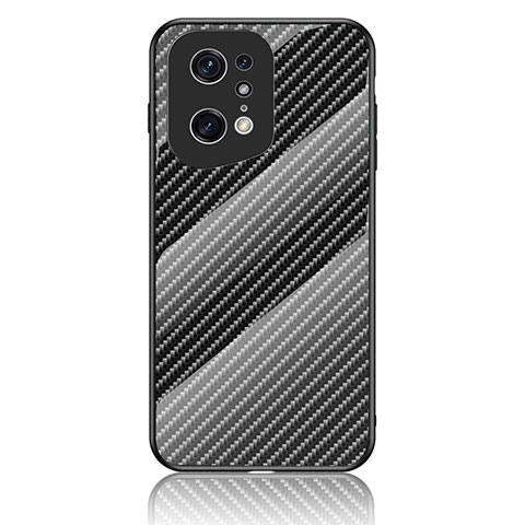 Carcasa Bumper Funda Silicona Espejo Gradiente Arco iris LS2 para Oppo Find X5 Pro 5G Negro