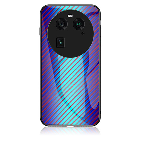 Carcasa Bumper Funda Silicona Espejo Gradiente Arco iris LS2 para Oppo Find X6 5G Azul