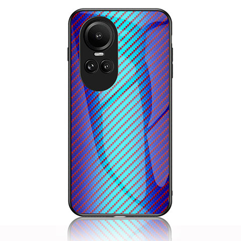 Carcasa Bumper Funda Silicona Espejo Gradiente Arco iris LS2 para Oppo Reno10 Pro 5G Azul