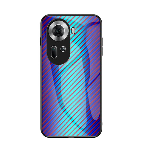 Carcasa Bumper Funda Silicona Espejo Gradiente Arco iris LS2 para Oppo Reno11 5G Azul