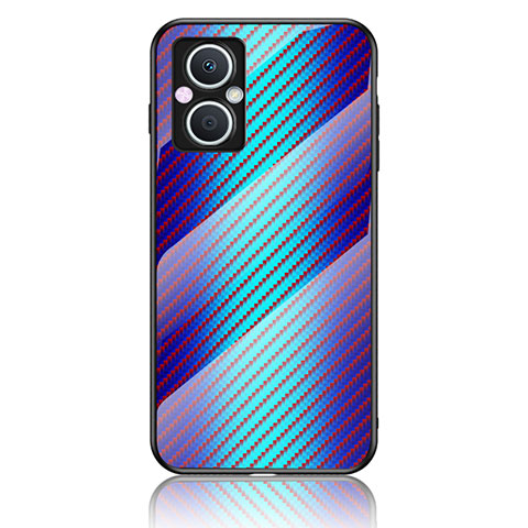 Carcasa Bumper Funda Silicona Espejo Gradiente Arco iris LS2 para Oppo Reno7 Z 5G Azul