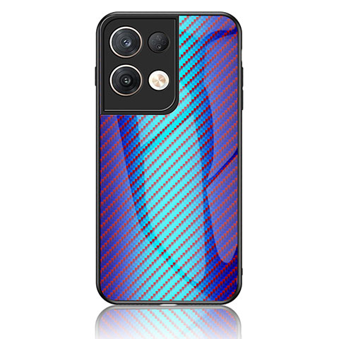 Carcasa Bumper Funda Silicona Espejo Gradiente Arco iris LS2 para Oppo Reno8 Pro 5G Azul