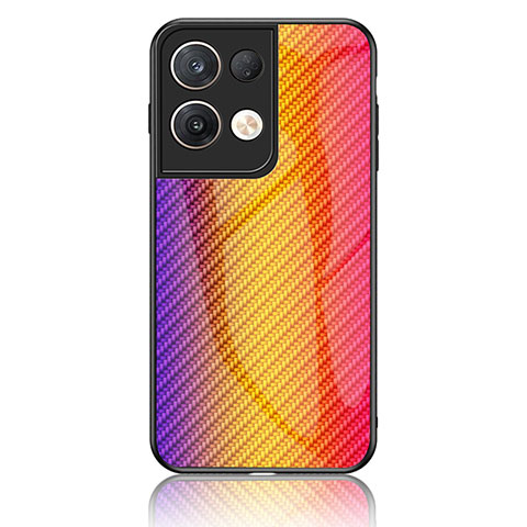 Carcasa Bumper Funda Silicona Espejo Gradiente Arco iris LS2 para Oppo Reno8 Pro 5G Naranja