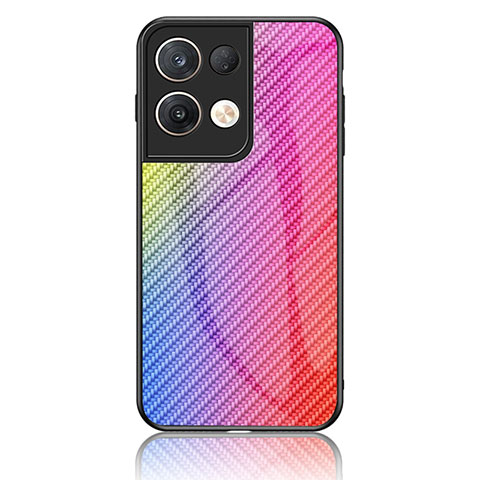 Carcasa Bumper Funda Silicona Espejo Gradiente Arco iris LS2 para Oppo Reno8 Pro+ Plus 5G Rosa