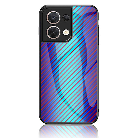 Carcasa Bumper Funda Silicona Espejo Gradiente Arco iris LS2 para Oppo Reno9 Pro 5G Azul