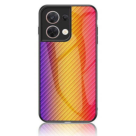 Carcasa Bumper Funda Silicona Espejo Gradiente Arco iris LS2 para Oppo Reno9 Pro 5G Naranja