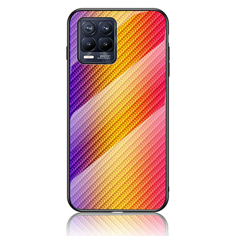 Carcasa Bumper Funda Silicona Espejo Gradiente Arco iris LS2 para Realme 8 4G Naranja