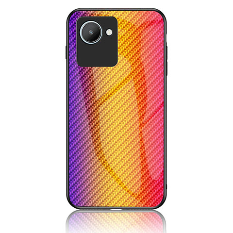 Carcasa Bumper Funda Silicona Espejo Gradiente Arco iris LS2 para Realme C30s Naranja