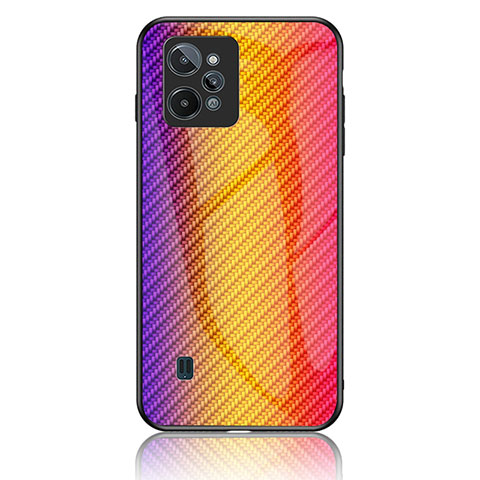 Carcasa Bumper Funda Silicona Espejo Gradiente Arco iris LS2 para Realme C31 Naranja