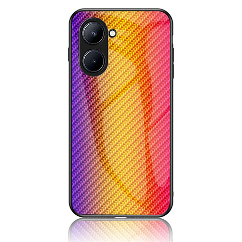 Carcasa Bumper Funda Silicona Espejo Gradiente Arco iris LS2 para Realme C33 (2023) Naranja