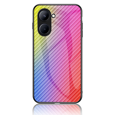 Carcasa Bumper Funda Silicona Espejo Gradiente Arco iris LS2 para Realme C33 Rosa