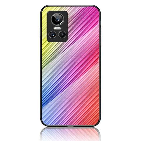 Carcasa Bumper Funda Silicona Espejo Gradiente Arco iris LS2 para Realme GT Neo3 5G Rosa