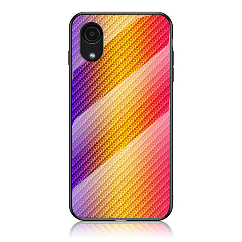 Carcasa Bumper Funda Silicona Espejo Gradiente Arco iris LS2 para Samsung Galaxy A03 Core Naranja