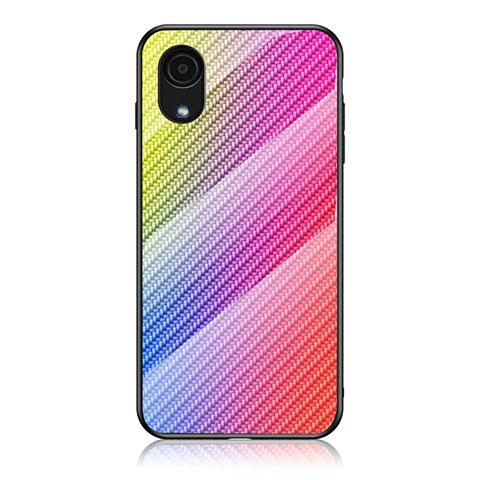 Carcasa Bumper Funda Silicona Espejo Gradiente Arco iris LS2 para Samsung Galaxy A03 Core Rosa