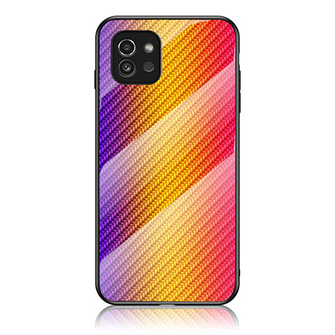 Carcasa Bumper Funda Silicona Espejo Gradiente Arco iris LS2 para Samsung Galaxy A03 Naranja