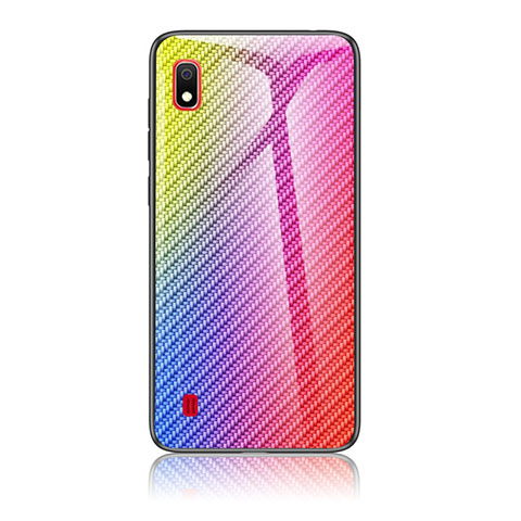 Carcasa Bumper Funda Silicona Espejo Gradiente Arco iris LS2 para Samsung Galaxy A10 Rosa