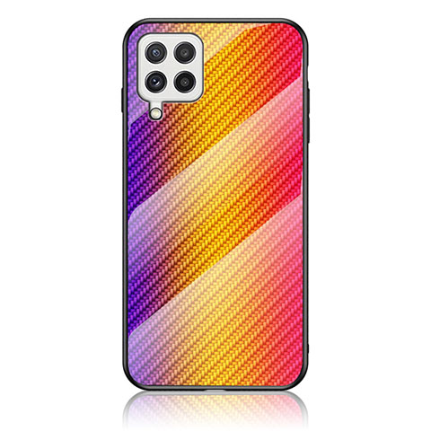 Carcasa Bumper Funda Silicona Espejo Gradiente Arco iris LS2 para Samsung Galaxy A22 4G Naranja