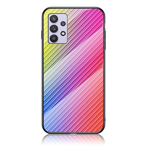 Carcasa Bumper Funda Silicona Espejo Gradiente Arco iris LS2 para Samsung Galaxy A32 5G Rosa