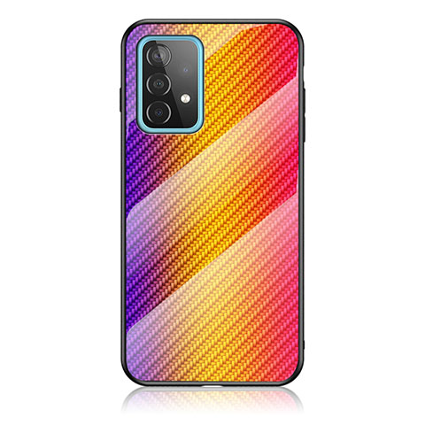 Carcasa Bumper Funda Silicona Espejo Gradiente Arco iris LS2 para Samsung Galaxy A52 4G Naranja