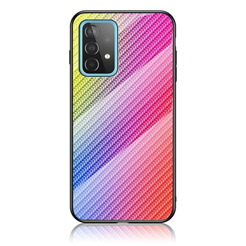 Carcasa Bumper Funda Silicona Espejo Gradiente Arco iris LS2 para Samsung Galaxy A52 4G Rosa