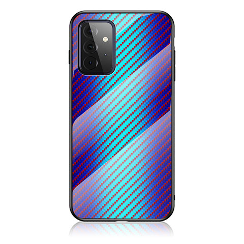 Carcasa Bumper Funda Silicona Espejo Gradiente Arco iris LS2 para Samsung Galaxy A72 4G Azul