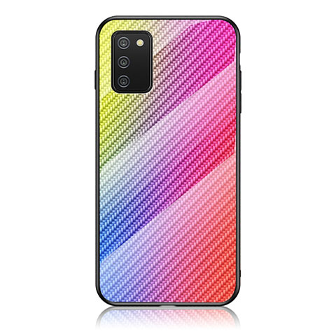 Carcasa Bumper Funda Silicona Espejo Gradiente Arco iris LS2 para Samsung Galaxy M02s Rosa