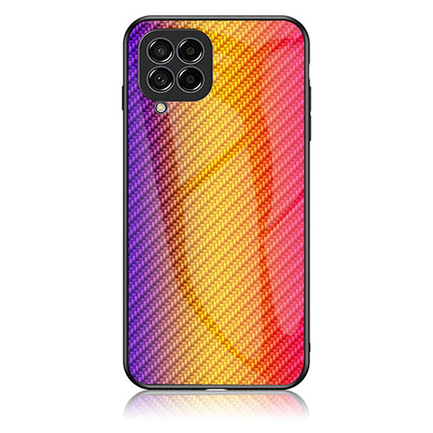 Carcasa Bumper Funda Silicona Espejo Gradiente Arco iris LS2 para Samsung Galaxy M53 5G Naranja