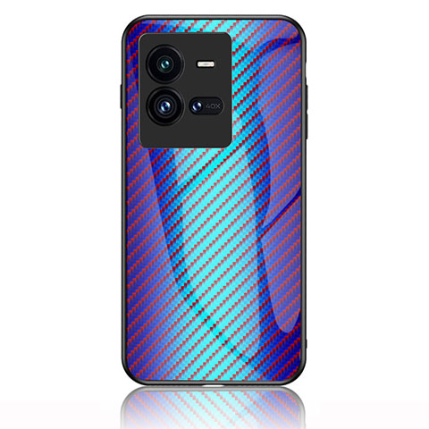 Carcasa Bumper Funda Silicona Espejo Gradiente Arco iris LS2 para Vivo iQOO 10 Pro 5G Azul