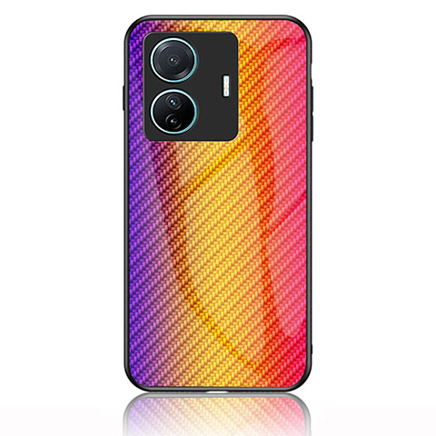 Carcasa Bumper Funda Silicona Espejo Gradiente Arco iris LS2 para Vivo iQOO Z6 Pro 5G Naranja