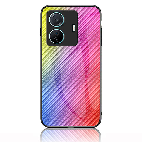 Carcasa Bumper Funda Silicona Espejo Gradiente Arco iris LS2 para Vivo iQOO Z6 Pro 5G Rosa