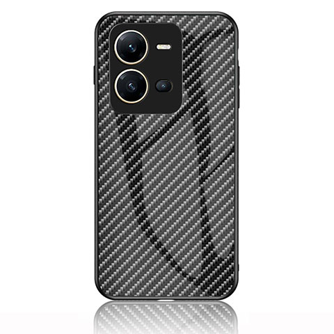 Carcasa Bumper Funda Silicona Espejo Gradiente Arco iris LS2 para Vivo X80 Lite 5G Negro