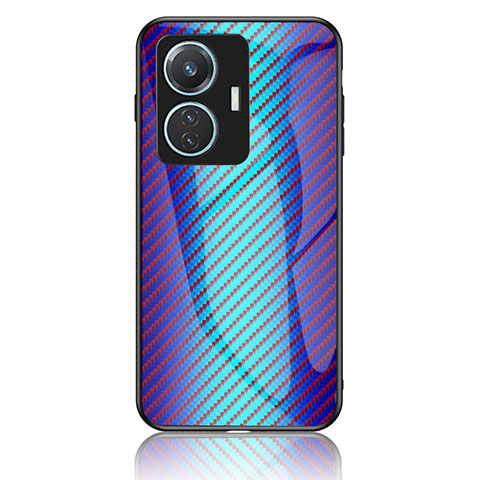 Carcasa Bumper Funda Silicona Espejo Gradiente Arco iris LS2 para Vivo Y55 4G Azul