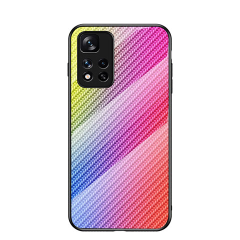 Carcasa Bumper Funda Silicona Espejo Gradiente Arco iris LS2 para Xiaomi Mi 11i 5G (2022) Rosa