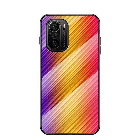 Carcasa Bumper Funda Silicona Espejo Gradiente Arco iris LS2 para Xiaomi Mi 11X 5G Naranja