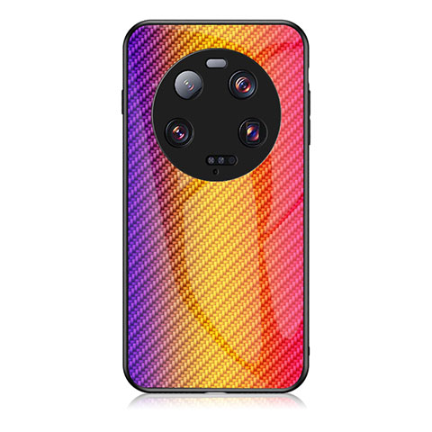 Carcasa Bumper Funda Silicona Espejo Gradiente Arco iris LS2 para Xiaomi Mi 13 Ultra 5G Naranja