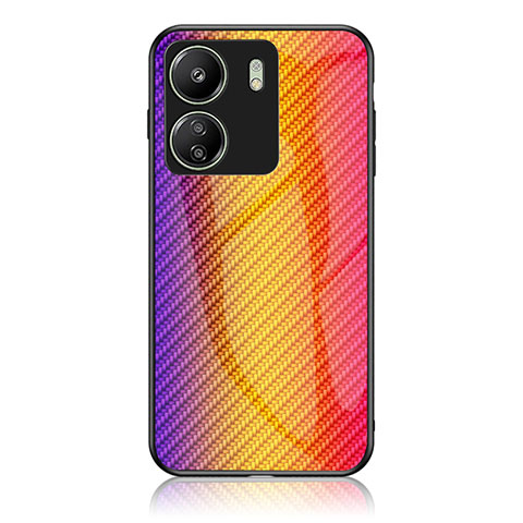 Carcasa Bumper Funda Silicona Espejo Gradiente Arco iris LS2 para Xiaomi Poco C65 Naranja