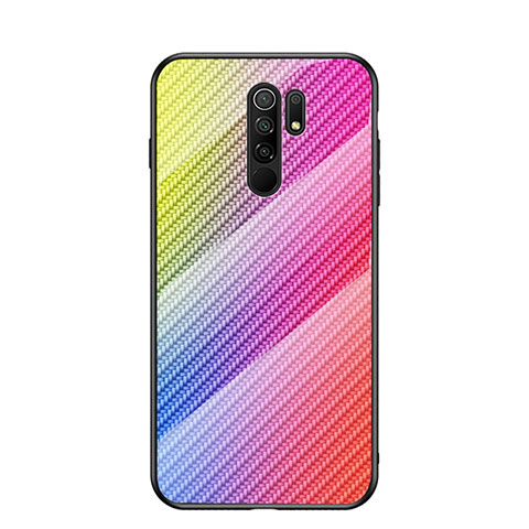 Carcasa Bumper Funda Silicona Espejo Gradiente Arco iris LS2 para Xiaomi Poco M2 Rosa