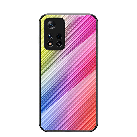 Carcasa Bumper Funda Silicona Espejo Gradiente Arco iris LS2 para Xiaomi Poco M4 Pro 5G Rosa