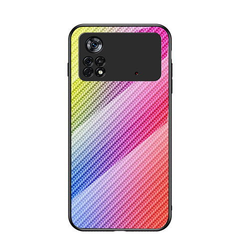 Carcasa Bumper Funda Silicona Espejo Gradiente Arco iris LS2 para Xiaomi Poco X4 Pro 5G Rosa