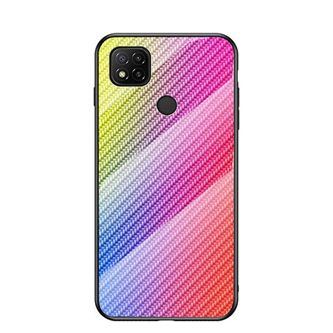 Carcasa Bumper Funda Silicona Espejo Gradiente Arco iris LS2 para Xiaomi Redmi 9 India Rosa