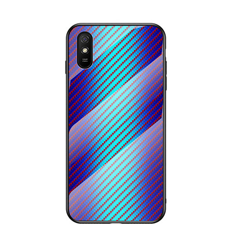 Carcasa Bumper Funda Silicona Espejo Gradiente Arco iris LS2 para Xiaomi Redmi 9A Azul