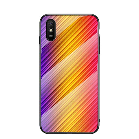 Carcasa Bumper Funda Silicona Espejo Gradiente Arco iris LS2 para Xiaomi Redmi 9A Naranja