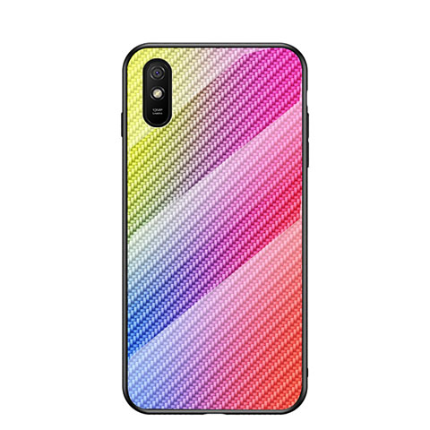 Carcasa Bumper Funda Silicona Espejo Gradiente Arco iris LS2 para Xiaomi Redmi 9AT Rosa