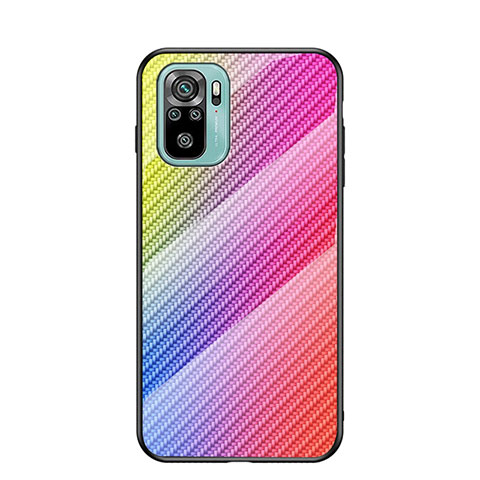 Carcasa Bumper Funda Silicona Espejo Gradiente Arco iris LS2 para Xiaomi Redmi Note 10 4G Rosa