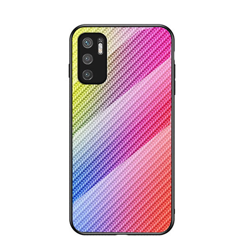 Carcasa Bumper Funda Silicona Espejo Gradiente Arco iris LS2 para Xiaomi Redmi Note 10T 5G Rosa