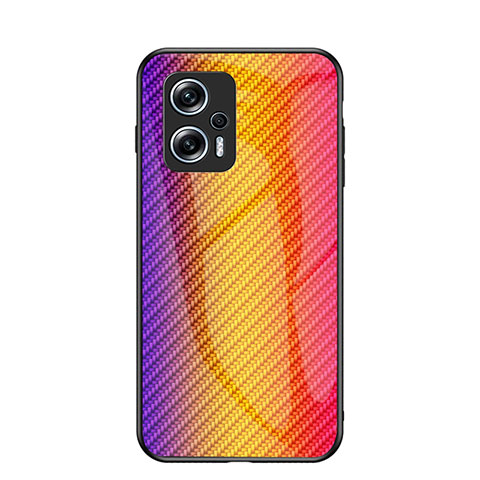 Carcasa Bumper Funda Silicona Espejo Gradiente Arco iris LS2 para Xiaomi Redmi Note 11T Pro 5G Naranja