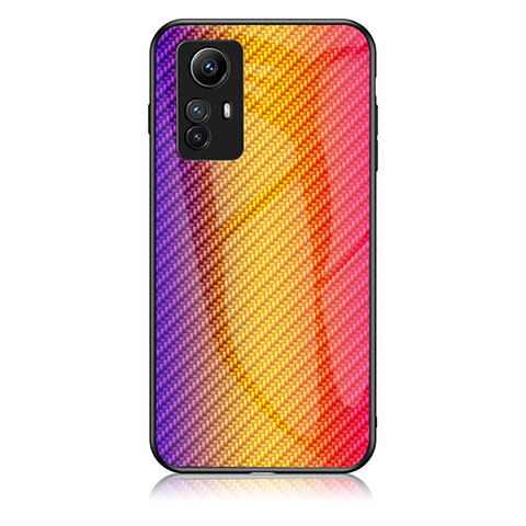 Carcasa Bumper Funda Silicona Espejo Gradiente Arco iris LS2 para Xiaomi Redmi Note 12S Naranja