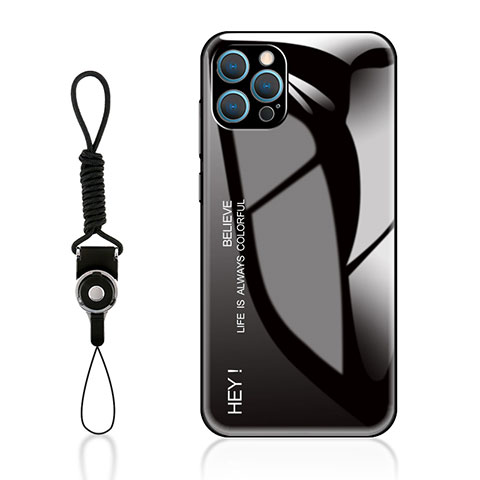 Carcasa Bumper Funda Silicona Espejo Gradiente Arco iris M01 para Apple iPhone 13 Pro Max Negro