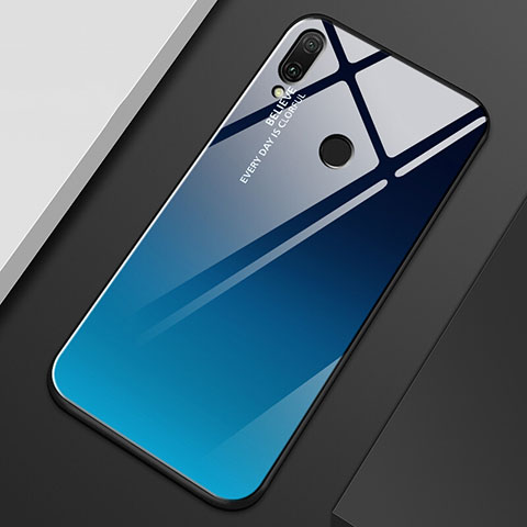 Carcasa Bumper Funda Silicona Espejo Gradiente Arco iris M01 para Huawei Y9 (2019) Azul